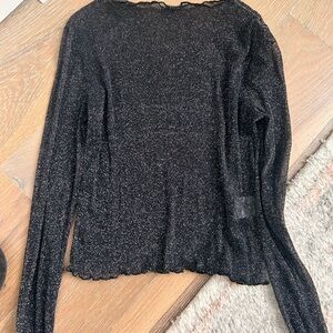 Black Glitter Long Sleeve Top